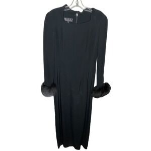 Vintage Bicci Florine Wachter‎ Dress Black Fur Cuffs
